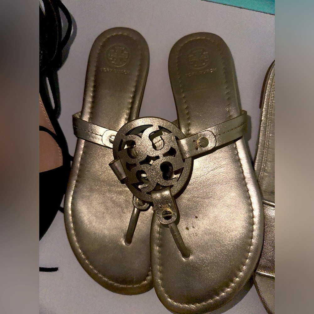 Gold tory burch slide sandal